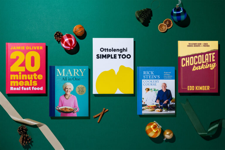 Cookbooks by Ottolenghi, Jamie Oliver, Rick Stein, Mary Berry, and Edd Kimber