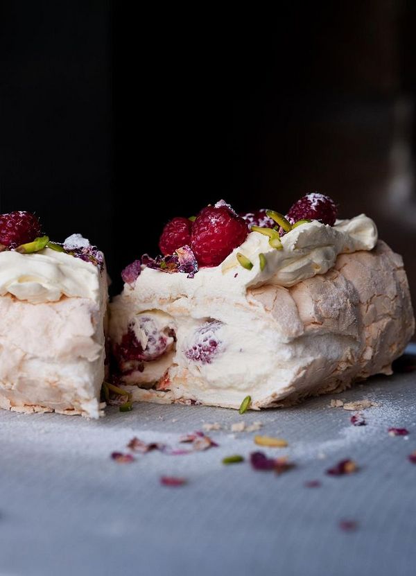 Meringue Roulade with Rose Petals Ottolenghi | Christmas Dessert