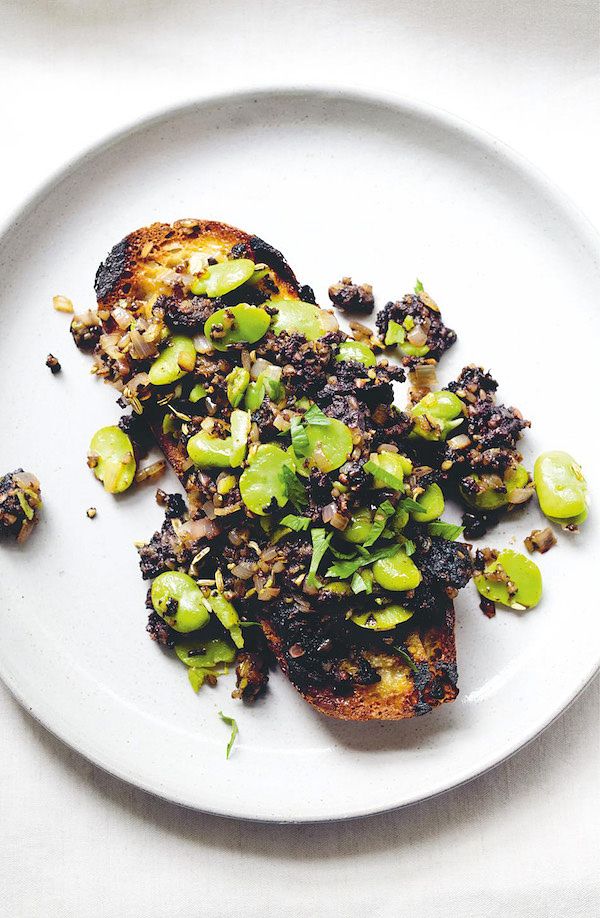 10 best recipes on toast Broad Beans & Black Pudding on Toast cook gather feast