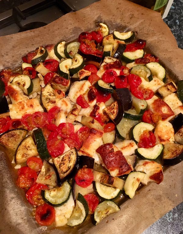 Halloumi Roast with Aubergine, Courgette and Tomatoes 