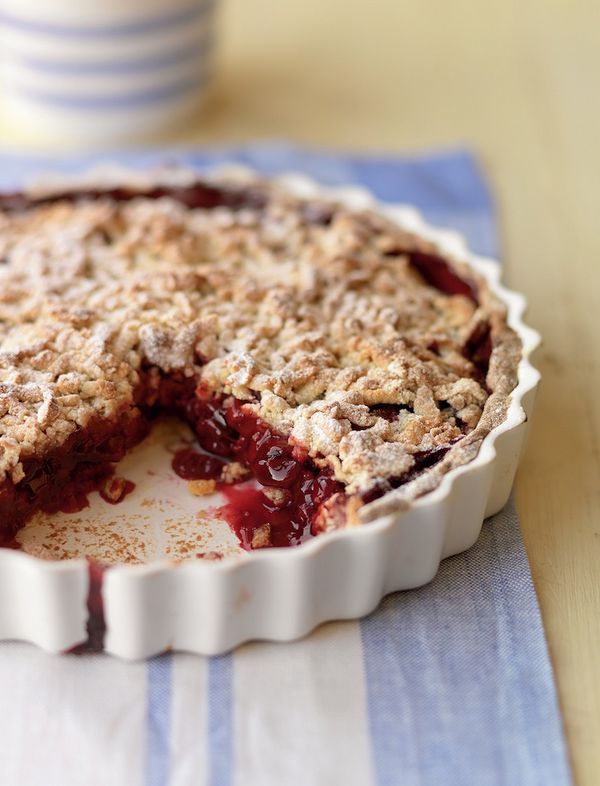 best seasonal recipes warm cherry crumble pie the great british bake off
