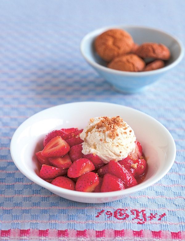 berry dessert alternative strawberries and cream hot strawberries brandy amaretti ice cream chiappa sisters