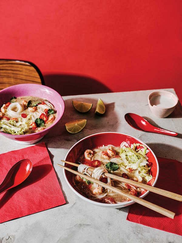 Creamy Tom Yum Noodle Soup with Crayfish Tails from The Noodle Cookbook