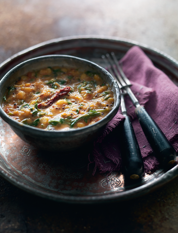 Chana Dal with Spinach and Tomato | Vegetarian Comfort Food