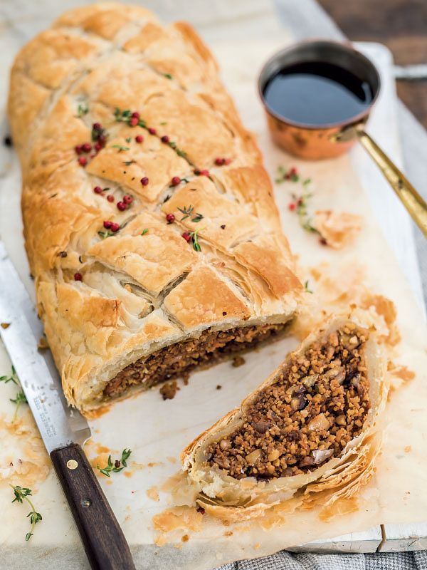 vegan dinner party recipes chestnut and cashew wellington happy pear