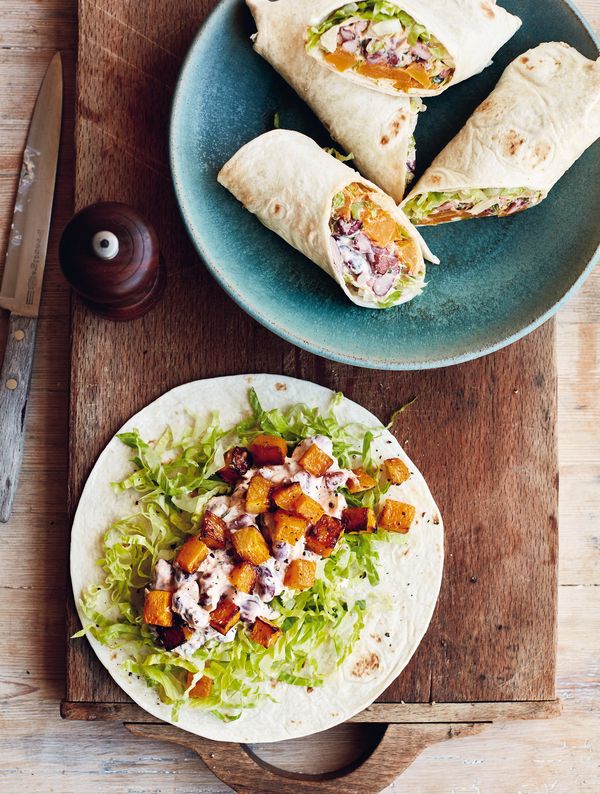 Mary Berry Mixed Bean and Butternut Wraps Simple Comforts BBC2