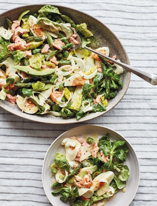 best mary berry salmon recipes simple comforts Hot Smoked Salmon & Asparagus Salad 
