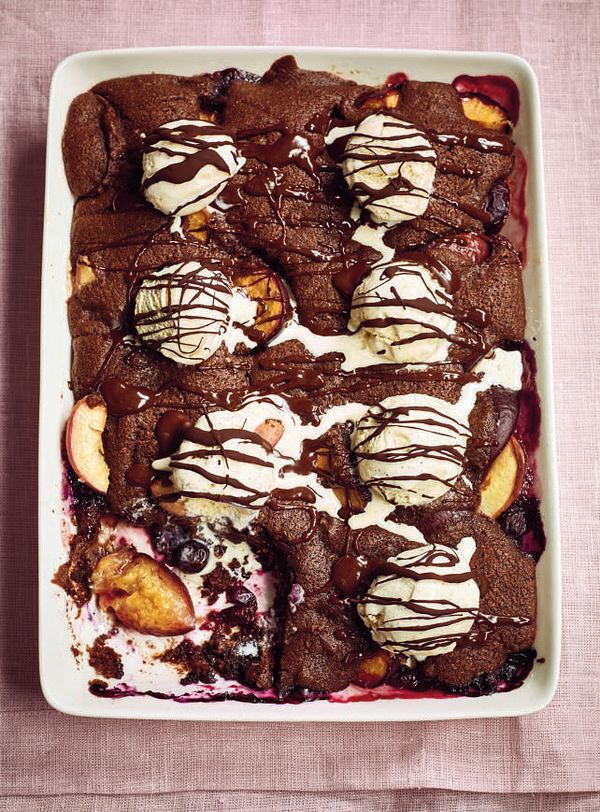 Nadiya Bakes BBC2 Chocolate Fruit Cobbler