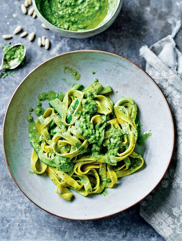 How to make your own pasta | tagliatelle pesto and courgettes simple italian theo randall