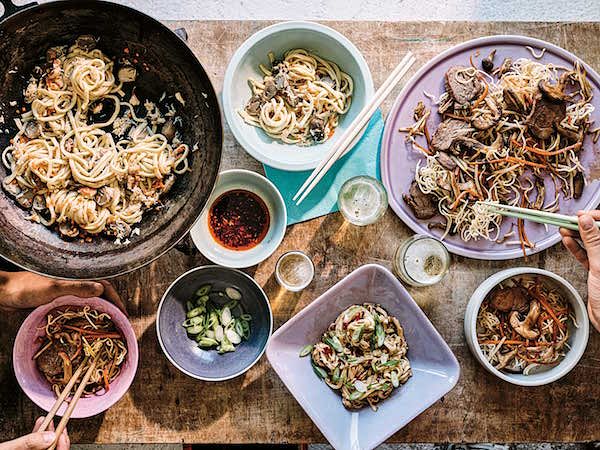 Chinese Pork with Crispy Noodles & Yellow Bean Sauce from The Noodle Cookbook