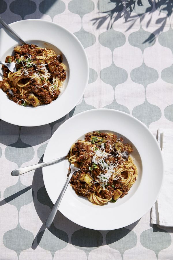 best recipes of 2020 Aubergine & Puy Lentil Bolognese​​​​​​​ from Table Manners: The Cookbook by Jessie Ware & Lennie Ware