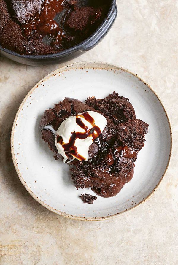 best recipes of 2020 Warm Chocolate Tahini and Banana Pudding from Cook, Eat, Repeat by Nigella Lawson 